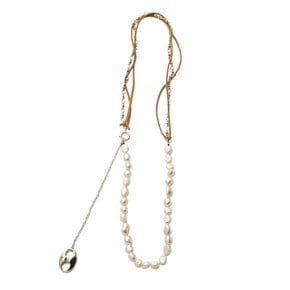 Suede pearl mix belt necklace