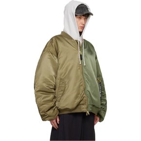 카키 Alpha Industries 더블 집업 보머 재킷 242669M175001