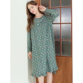 그린핑크잔꽃 여성 긴팔 약기모 면 잠옷 원피스 [2 Size]