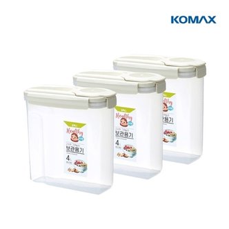 코멕스 플라스틱 그래놀라용기 4L X 3개 시리얼통 쌀통 잡곡통 밀폐용기