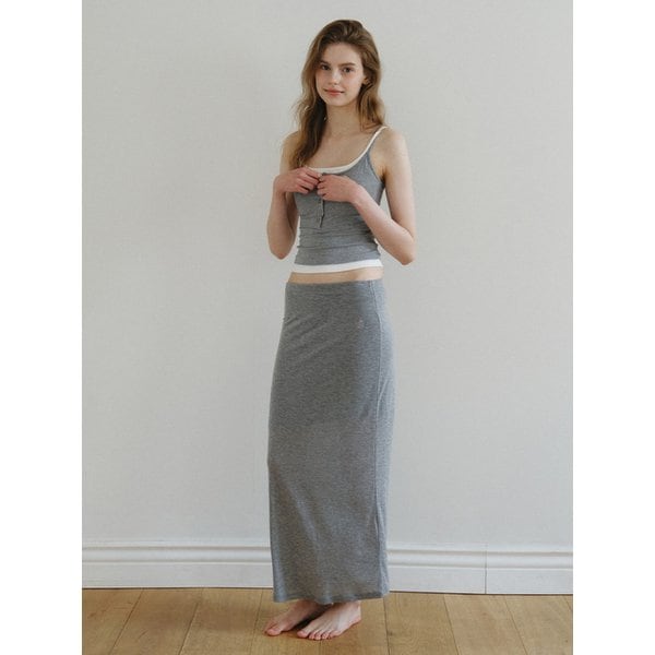 베이 텐셀 밴딩 롱 스커트