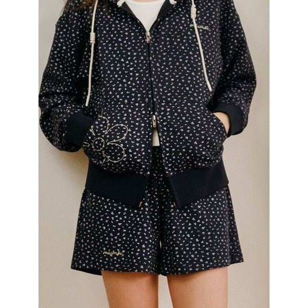 Kkot banji 꽃반지 플라워 스티치 와플 밴딩 쇼츠