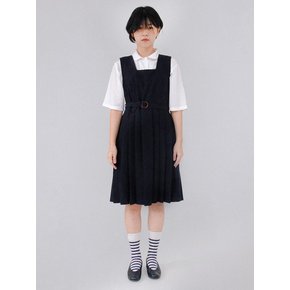 Accordion Pleats Dress_Plain Navy