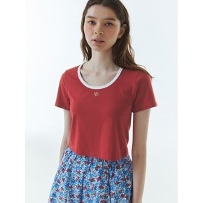 RVS Ringer Cropped T-Shirt Red