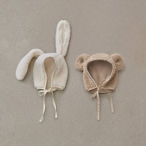 뽀글햇 곰돌이 토끼 아기겨울방한모자 아이보리