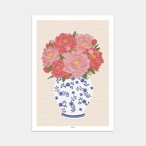 돈 들어오는 핑크 모란꽃 목단꽃 인테리어 아트 포스터 그림 액자