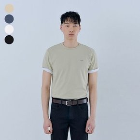 진 남성 라운드넥 로고 반팔티 남여공용 미니 자수 반팔 티셔츠 MQ2K8