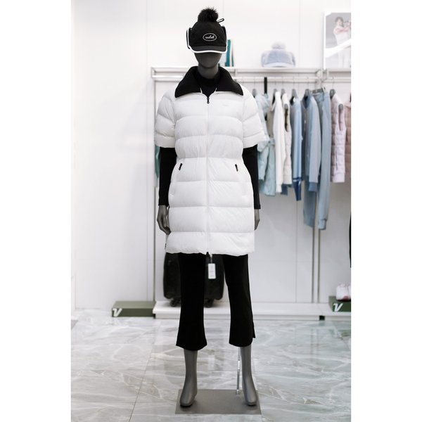 [여주점] 골프웨어 여성 골프 니트에리 반팔 구스 다운 점퍼 WNA08