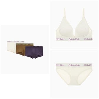 Calvin Klein Underwear 모던코튼 스텐실로고 브라렛 비키니+3PK 드로즈 커플SET(QF7456QF7459ADYAE/NB3705FZ4)