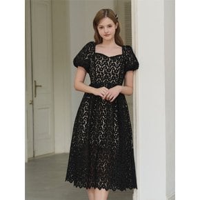 Flower lace Fuff Dress (Black)