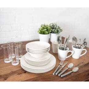 영국 세비치 커트러리 Sabichi 36pc Day to White Dinner Set Microwave Dishwasher Safe Plates