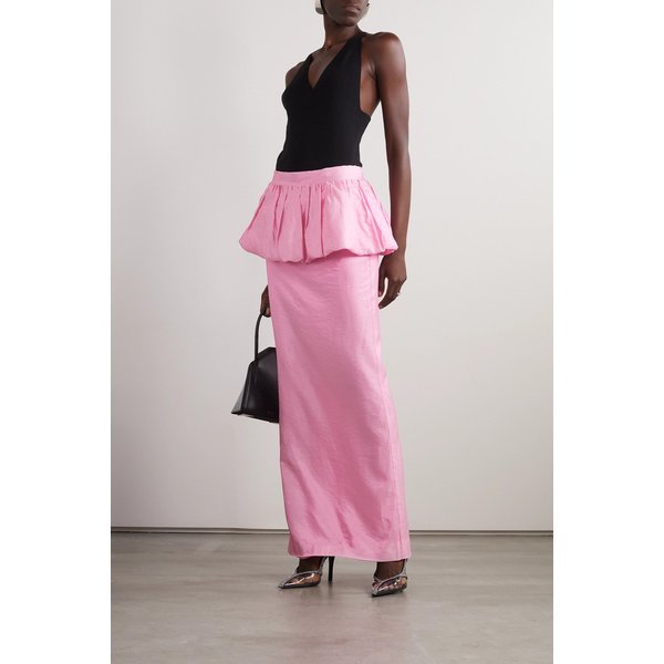 로테이트 바이 비르거 크리스텐슨 오필리 러플 새틴 맥시 스커트 핑크 1647597313823677