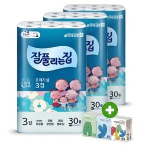 오리지널 3겹 화장지 27m 30롤 3팩 +포켓 티슈 10매 3개