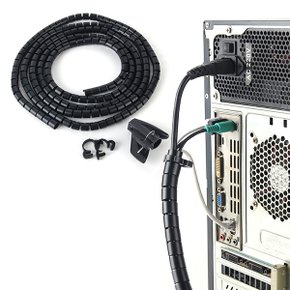 케이블선정리 전선정리 길이3M 폭15mm 블랙/선정리 케이블보호 컴퓨터 전선커버 전선정리타이 전기선정리