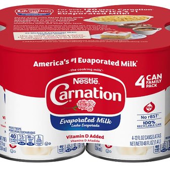  네슬레 카네이션 무가당연유 354ml 4팩 Evaporated Milk