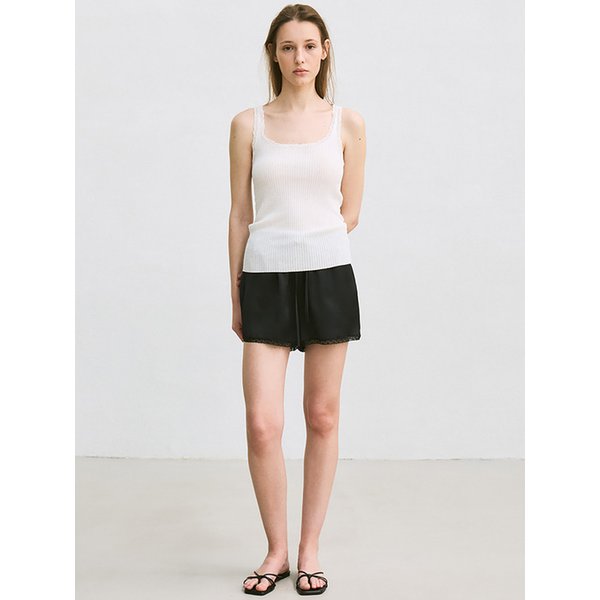 lace-trim mini shorts (dark navy)