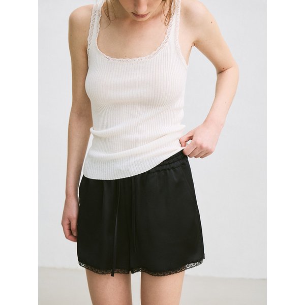 lace-trim mini shorts (dark navy)