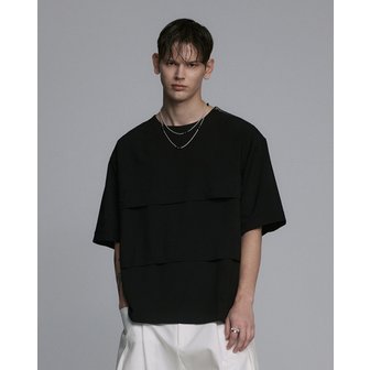 송지오 [파주점] 컬렉션 플레이트 우븐 티셔츠 SG3TS700BK