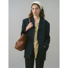 U Zoe Wool Single Breast Jacket_Navy