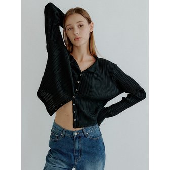 포레토 Sandy pleats cardigan (black)