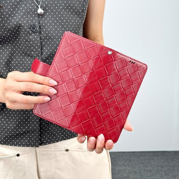 [옷자락] 여자 격자패턴 컬러 가죽 핸드폰 케이스 미니 지갑