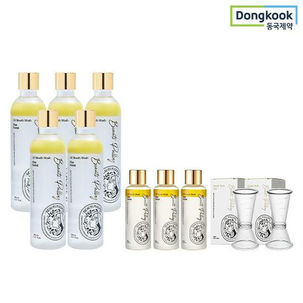 동국제약 뷰티풀링 오일가글 280ml 5개 + 80ml 3개 + 전용컵 2개 (민트/파인/루이보스)