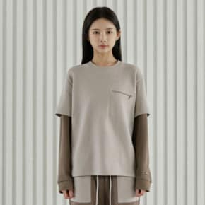 SQUARE POKET LAYERED SWEATSHIRT, BR