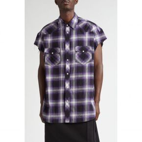 5058338 TAKAHIROMIYASHITA TheSoloist. x Rafu Plaid Cutoff Sleeve Snap-Up Western Shirt