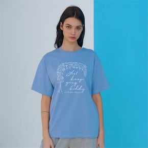 PALM TREE PRINT T-SHIRT BLUE