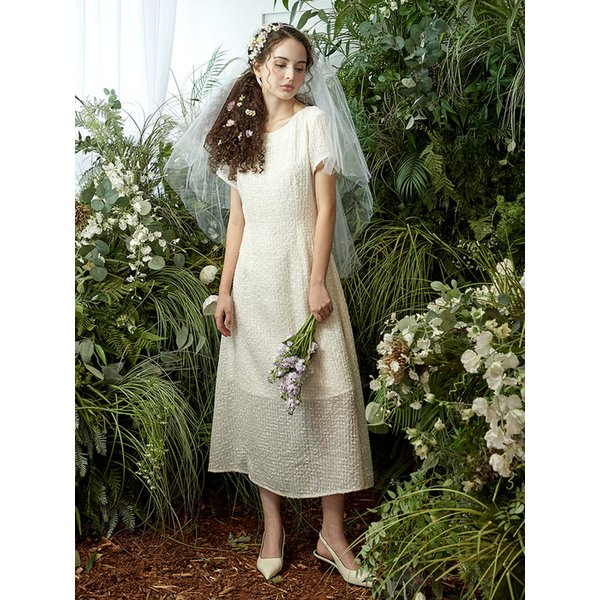 스팽글 반소매 원피스 아이보리 ED24S4FRD6191