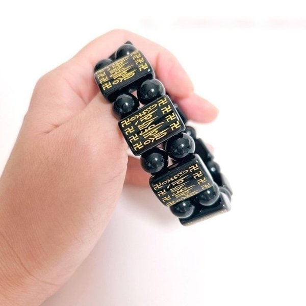 흑요석 운수대통 굵은 불교 팔찌 염주 선물 (WFG072Z)