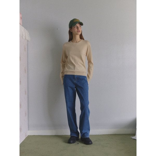 베이직 소매 슬릿 라운드넥 풀오버 (TJUCX9902)