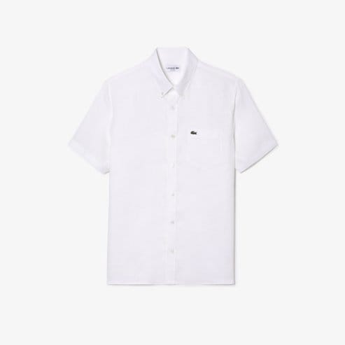 라코스테 (남성) 린넨 반팔 셔츠(CH5699-55G 001)화이트