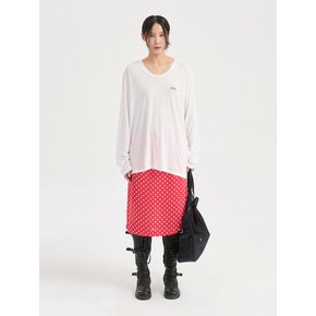 U Neck Loose Fit Long Sleeve T-shirt (white) LFTAX25465WHX