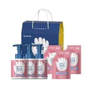 [유한양행] 해피홈 SAFE365 핸드워시 선물세트 핑크포레향(용기형 350mL 3개+리필 200ml 3개)