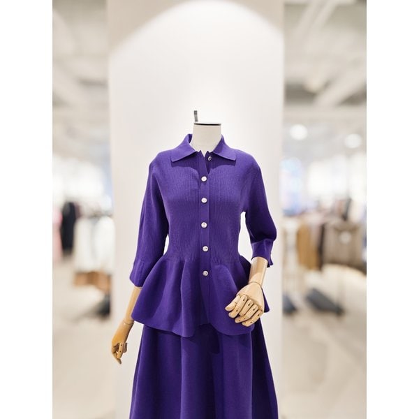 [파주점] [더아이잗컬렉션]진주 버튼 피케 니트 가디건 CR5A1CD331