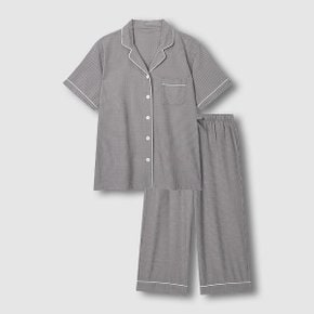 여 코튼 레이온 시어서커 7부 파자마 세트 J216201043082