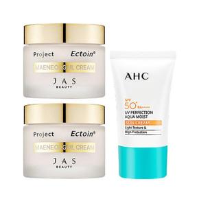 [쟈스] 엑토인 맨얼굴 크림 55ml x2 + AHC 아쿠아 선크림 50ml (S10640165)