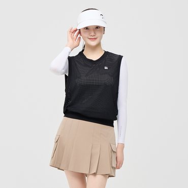 챌린저 여성 스트레치 메쉬 라운드넥 골프 베스트
