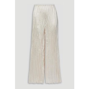 The Twiggy pleated satin wide-leg pants 화이트 1647597346392576