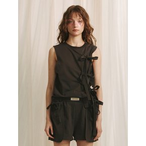 ASYMMETRIC TIED TOP - CHARCOAL