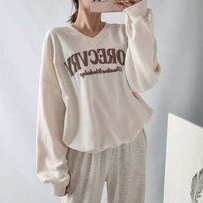 신상 긴팔 오버핏 코어 브이넥 티셔츠_P386111828