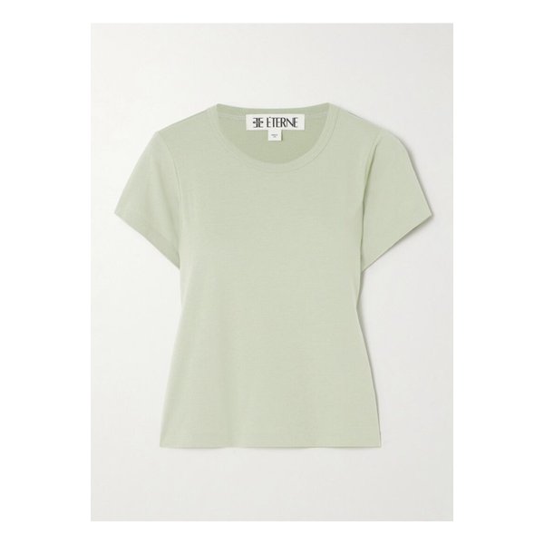 에턴 쇼트 슬리브 베이비 티 크롭 코튼 모달 혼방 저지 티셔츠 세이지 그린 1647597357471838