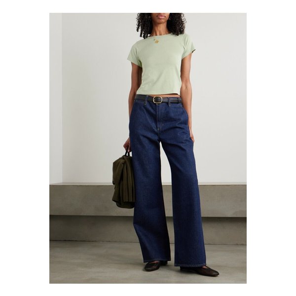 에턴 쇼트 슬리브 베이비 티 크롭 코튼 모달 혼방 저지 티셔츠 세이지 그린 1647597357471838