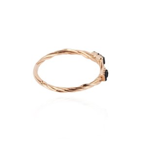 블루 다이아몬드 3개 꽈베기 링  14k Gold