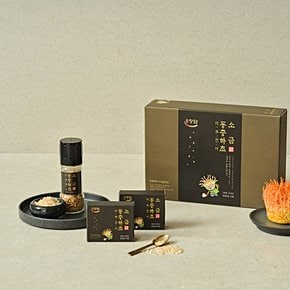 [무료배송] 국내산 현미 동충하초로 만든 소금 선물세트 210g(70g x 리필 2개, 70g 그라인더 1개)