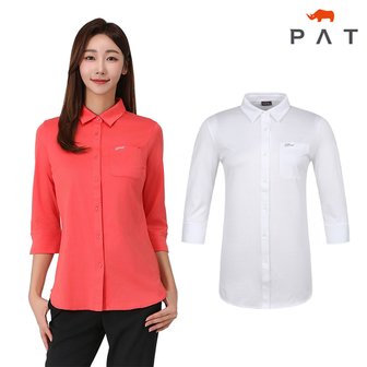 PAT 8부 오픈 셔츠형 카라 티셔츠_1G45160