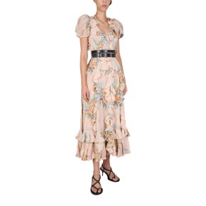 SS17 ALEXANDER MCQUEEN Dress FLORAL PRINT RUCHED SILK DRESS BEIGE 471008_QID05.6870