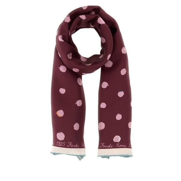 26SS 펜디  여성 팔레나 도트 실크 스퀘어 스카프 FXT091AWEX F1VHA Printed Pink Burgundy BPG
