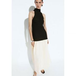 Massimo Dutti 마시모 두띠 콤바인드 미디 드레스 - 맥시 검정색 7909185